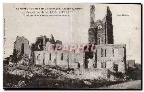 Cartes postales La Grande Guerre en Champagne Argenne Meuse ce Quil reste de Ville Sur Tourbe Chef Lieu d Un Can