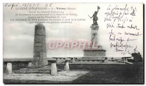 Cartes postales Guerre Europeenne Valmy Marne Statue du General Kellermann