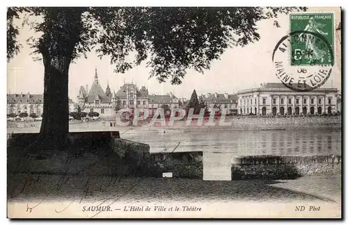 Ansichtskarte AK Saumur L Hotel de Ville et le Theatre