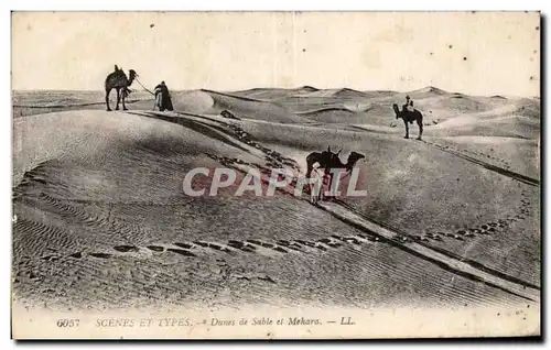 Ansichtskarte AK Maroc Scenes Et Types Dunes de Sable et Mehara Camel Chameau
