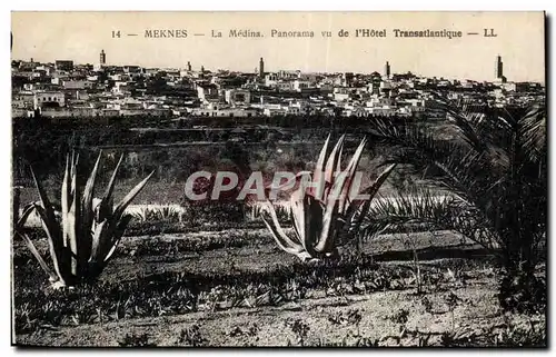 Cartes postales Maroc Meknes La Medina Panorama vu de I Hotel Transatlantique