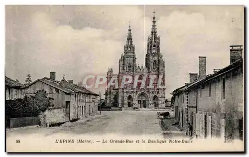 Ansichtskarte AK L Epine (Marne) La Grande Rue et la Basilique Norte Dame