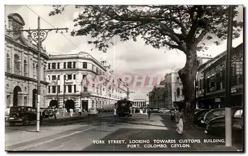 Cartes postales York Street Looking Towards Customs Building Fort Colombo Ceylon Stri Lanka