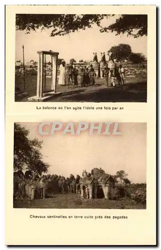 Cartes postales Inde india Missions etrangeres Eveche de Salem Chevaux Sentinelles en terre Cuite pres des pagod
