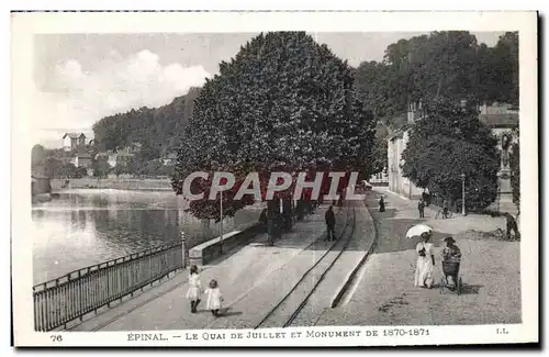 Cartes postales Epinal Le Quai De Juillet Et Monument De1870 1871