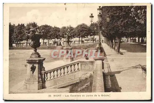 Ansichtskarte AK Niort Les Escaliers du Jardin de la Breche