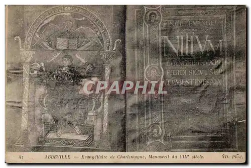 Abbeville - Evangeliaire de Charlemagne - Manuscrit du VIII siecle - Cartes postales