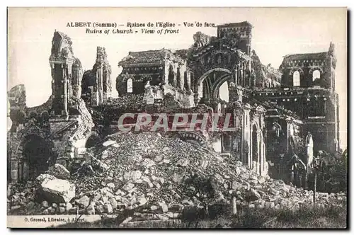 Cartes postales Albert Somme Ruines de I Eglise Vue de Face Ruins of Church Militaria