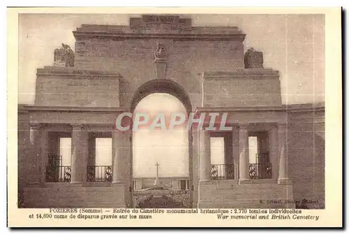 Cartes postales Pozieres Somme Entree du Cimetire monumental britannique