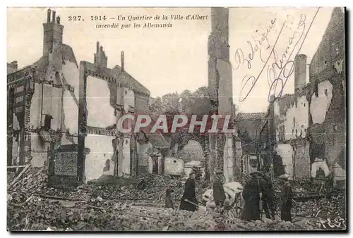 Ansichtskarte AK 1914 Un Quartier de la Ville d Albert incendie par les Allemands