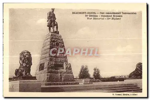 Cartes postales Beaumont Hamel Pare Commemoratif Terreneuvien 51 Division Monument Ecossais