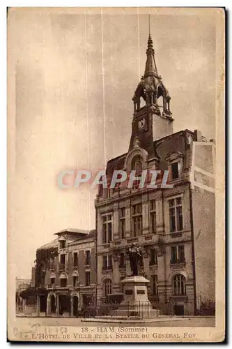 Ansichtskarte AK Ham Somme L Hotel De Ville Et La Statue du General Foy