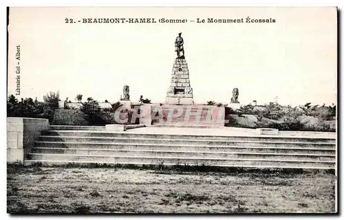 Cartes postales Beaumont Hamel (Somme) Le Monument Ecossais Militaria Lion