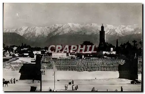 Ansichtskarte AK Maroc Marrakech Les remparts et I Atlas