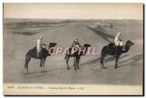 Ansichtskarte AK Maroc Scenes et types Touaregs dans les Dunes Camel Chameau