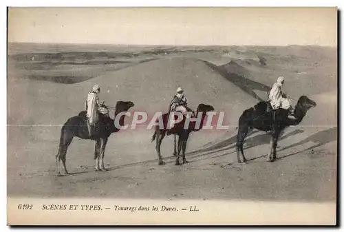 Cartes postales Maroc Scenes et types Touaregs dans les Dunes Camel Chameau