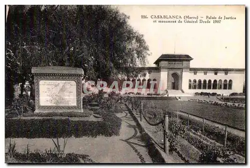 Ansichtskarte AK Casablanca Maroc Palais de Justice et Monument du General Drude 1907