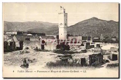 Cartes postales Maroc Taza (Maroc) Panorama et Mosquee de djama Es Souk