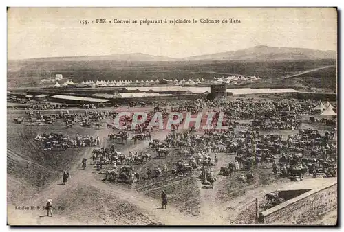 Cartes postales Maroc Fez Convoi se preparant a rejoindre la Colone de Taza