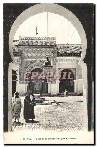 Cartes postales Maroc Fez cour de la Grande Mosquee Karouijne