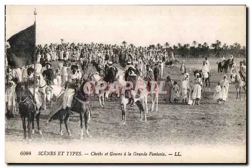 Ansichtskarte AK Maroc Scenes Et Types Cheiks et Goums a la Grande Fantasia Camel Chameau Horse Cheval