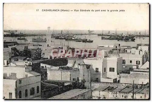 Cartes postales Casablanca (Maroc) Vue Generale du port avec la grande jetee