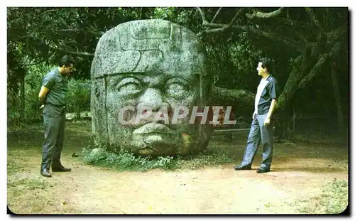 Ansichtskarte AK Mexique Mexico Cabeza Colosal el el Museo Colosal Primitive Head Villahermosa Tab Mex