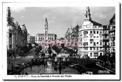 Cartes postales Porto prace de Liberdade e Avenida dos Aliados