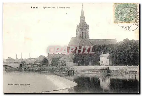 Cartes postales Laval Eglise et Pont d Avesnieres