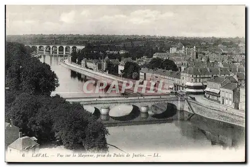 Cartes postales Laval Vue sur la Mayenne Prise du Palais De Justice