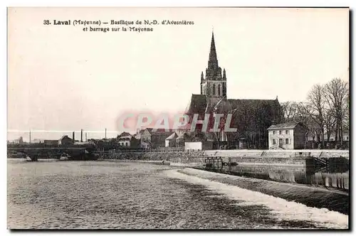 Cartes postales Laval Mayenne Basllique de N D d Avesnieres et barrage sur la Mayenne