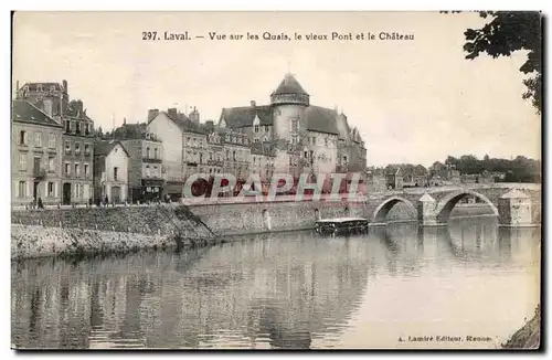 Cartes postales Laval vue sur les quais le vieux pont et le Chateau