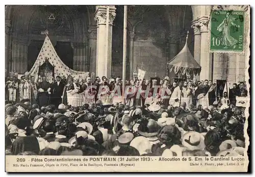 Cartes postales Fetes contantiniennes de pontmain 31 juillet allocution de s em le cardinal lucon