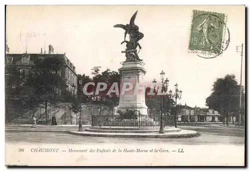 Cartes postales Chaumont monument des Enfants La Haute Marne et la Gare