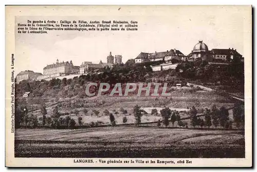 Cartes postales Langres Vue generale sur la Ville et les Remparts Cote Est