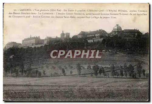Cartes postales Langres Vue generale (Cote Est) De droite a gauche L Hopital Civil L Hopital Miliraire ancian Co