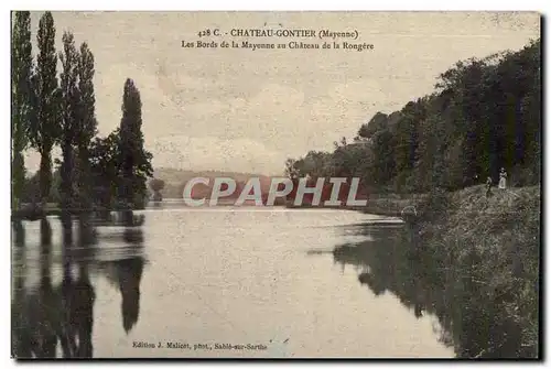 Cartes postales Chateau Gontier (Mayenne) Les Bords de la Mayenne au Chateau de la Rongere