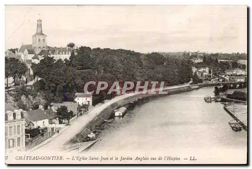 Cartes postales Chateau Gontier L Eglise Saint Jean et le Jardin Anglais vus de I Hospice