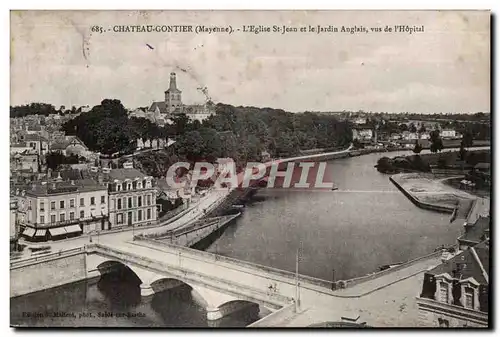 Cartes postales Chateau Gontier L Eglise St Jean et le Jardin Anglais Vus de l Hopital