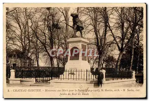 Ansichtskarte AK Chateau Gontier Monument aux morts pour la Patrie Jardin du Bout du Monde