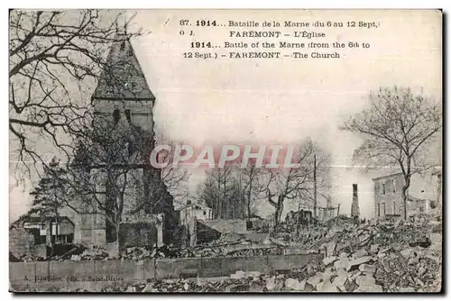 Ansichtskarte AK Bataille de la Marne Faremont L Eglise Militaria