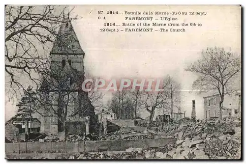 Cartes postales Bataille de la Marne Faremont L Eglise Militaria