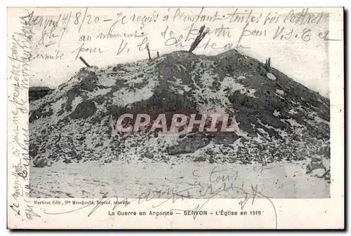 Cartes postales La Guerre en Argonne Servon L Egllse en 1918 Militaria