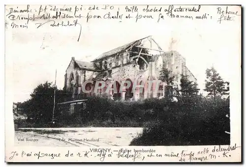 Cartes postales Virginy Eglise Bombardee Militaria