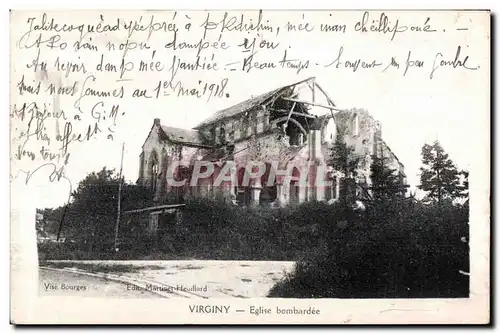 Cartes postales Virginy Eglise Bombardee Militaria