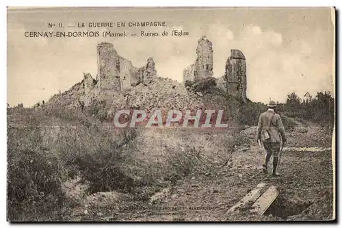 Cartes postales La Guerre En Champagne Cernay En Dormois Marne Ruines de I Eglise Militaria