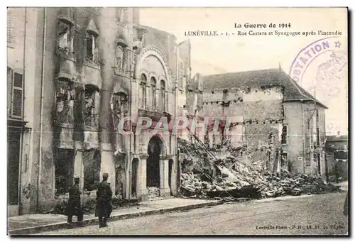 Ansichtskarte AK Militaria La Guerre de 1914 Luneville Rue Castara et Synagogue apres l incendie