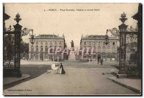 Cartes postales Militaria Nancy Place Stanislas Theatre et Grand Hotel