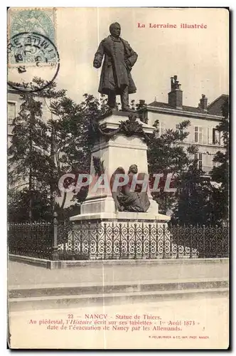 Ansichtskarte AK Nancy Statue de Thiers Au piedestal l Histoire ecrit sur ses tablettes