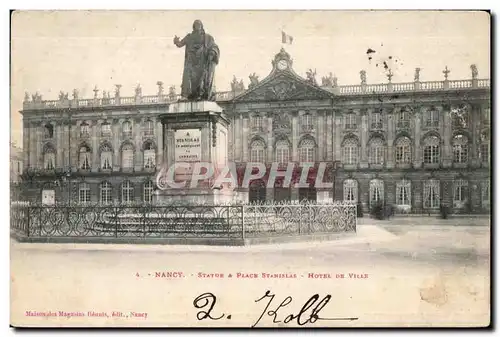 Cartes postales Nancy Statue Place Stanislas Hotel de Ville